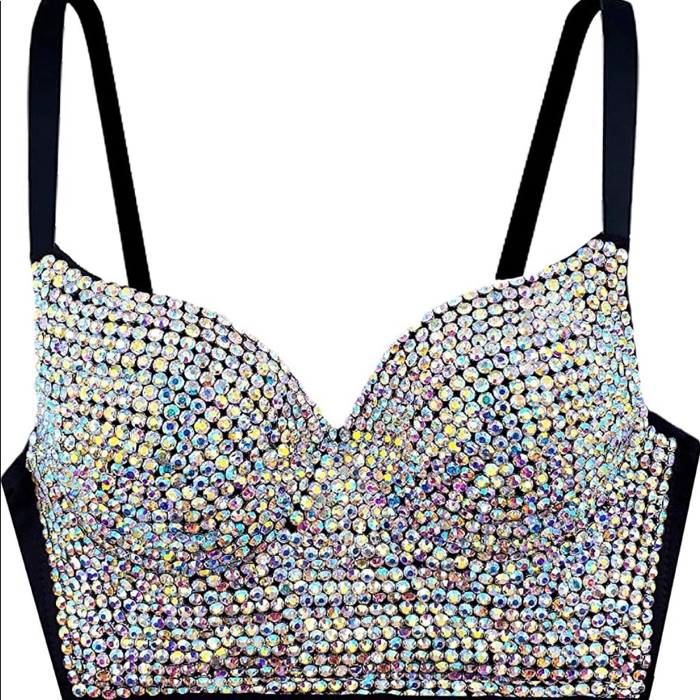 💎NWT AB Swarovski Rhinestone Bustier Crop Top